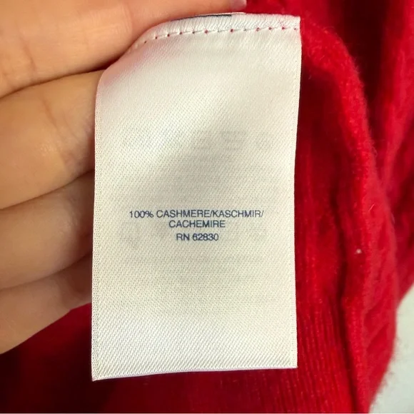 Lands End Red Cashmere Cable Knit Cardigan Size S Preppy Quiet Luxury Old Money - Picture 6 of 7